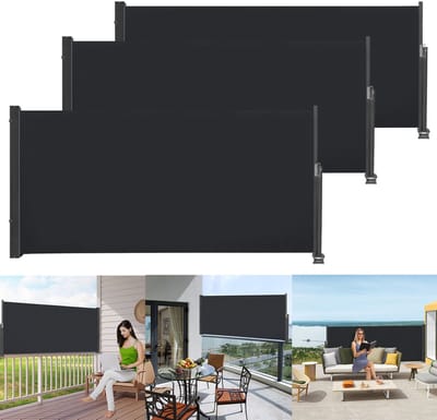 120x300cm Uitklapbaar Tuinscherm Zijkantluifel Windbescherming Luifels Van 180g/㎡ Polyester Mobiele Zonwering Muurluifel Tuinscherm Voor Balkon Terras Patio (Donkergrijs) Naizy