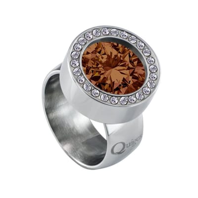 Quiges RVS Schroefsysteem Zirkonia Ring Zilverkleurig 16mm met Verwisselbare 12mm Mini Munt - SLSRS48016