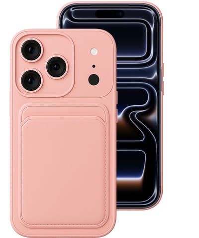 Hoesje geschikt voor iPhone 17 Pro Pasjes houder Hoesje - Portemonnee - Kaart houder - Roze