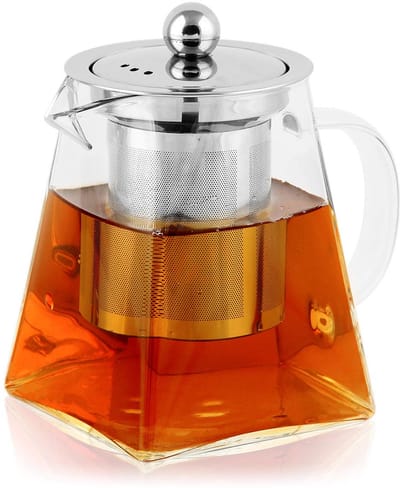 Glazen Theepot met RVS Theezeef - Hittebestendig - 900 ml
