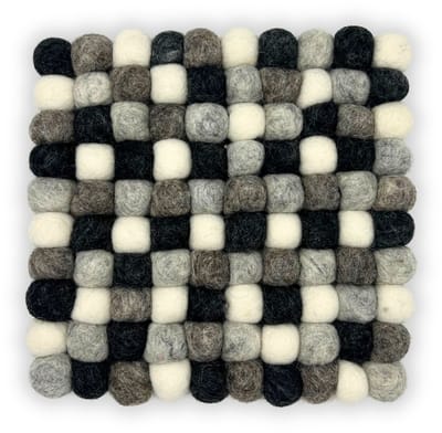 Felt Ball Square Placemat - 20cm Multi Grey Colour