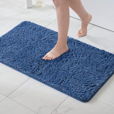 OmGoods - Dailygoody - Badmat - Antislip - Luxe - Blauw - Absorberend - Wasbaar - Geschikt voor Badkamer, Slaapkamer, Keuken