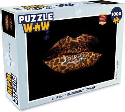 Puzzel Lippen - Tijgerprint - Zwart - Legpuzzel - Puzzel 1000 stukjes volwassenen