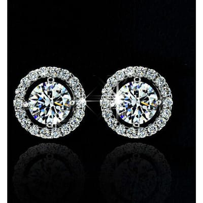 Luxe Kristal Wit Zirkonia Oorbellen Eenvoudig Geelgoud Kleur Rond Vintage Bruiloft Sieraden Voor Vrouwen gray