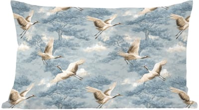 Sierkussens - Kussentjes Woonkamer - 60x40 cm - Wolken - Kraanvogels - Blauw
