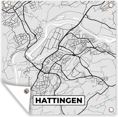 Tuin poster Hattingen - Stadskaart - Plattegrond - Kaart - Duitsland - 200x200 cm - Tuindoek