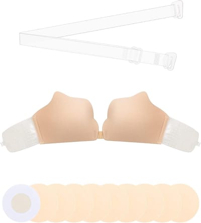 Adhesieve Strapless en Backless Bh, Herbruikbaar en Ademend met 5 Paar Kleine Tepelcovers