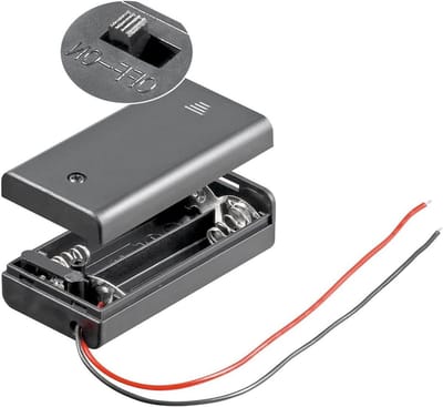 Batterijhouder - Batterijbox - Apparaten Voeden - Met Aan/Uit Schakelaar - Voor 2x AA - Zwart