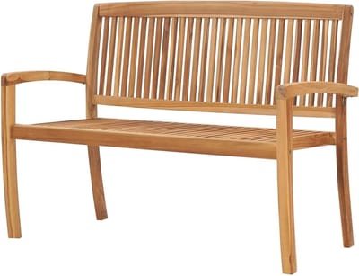 Tuinbank Teakhout - Buitenbank Bankje - Ontspannen in de tuin - Stapelbaar Ruimtebesparend - 1285 cm - Houtkleur