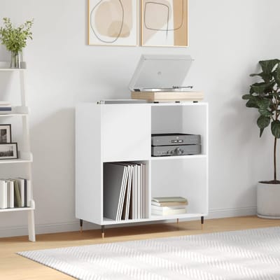vidaXL - Platenkast - 84,5x38x89 - cm - bewerkt - hout - hoogglans - wit