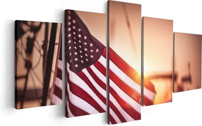 Artaza Canvas Schilderij Vijfluik Amerikaanse Vlag - Verenigde Staten - 100x50 - Foto Op Canvas - Canvas Print