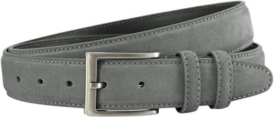 Landley Suède Leren Heren Riem - Pantalon Riem Leer - Broekriem Mannen - Grijs - Lengte totaal 100 cm / Riemmaat 85