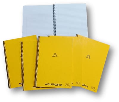 Aurora Spiraal Schrift - Notitieblok - A4 - Gelinieerd - Geel - 10 Stuks