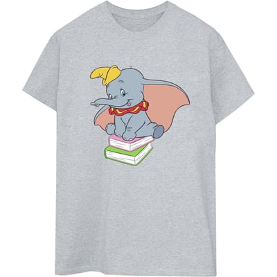 Disney Dames/Dames Dumbo Zittend Op Boeken Katoenen Vriendje T-shirt (Sportgrijs)