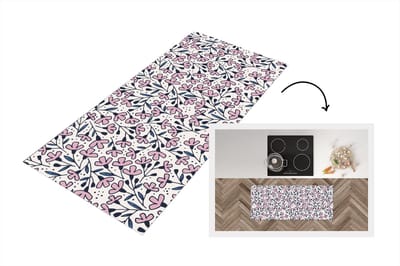 Keukenloper - Loper keuken - Meiden - Bloemen - Roze - Patronen - 120x50 cm - Keukenloper vinyl