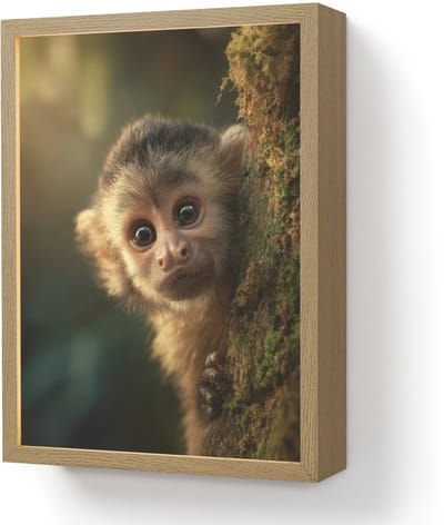 Wandlamp 30x40 cm - Oplaadbaar - Aap - Boomstronk - Bruin - Wandlampen binnen woonkamer - Slaapkamer lamp - Decoratieve nachtlamp - Vloerlamp draadloos