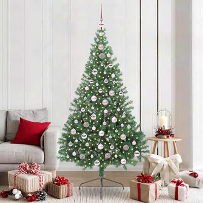 vidaXL - Kunststof - Voorverlichte - Kerstboom - met - 300 - LED - Groen - 210 - cm - PVC