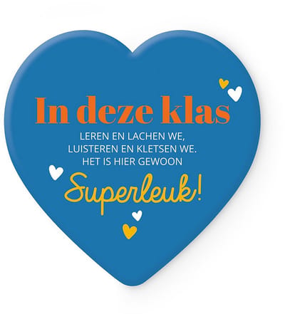 MIKO - Keramieken onderzetter - IN DEZE KLAS LEREN EN LACHEN WE, LUISTEREN EN KLETSEN WE, HET IS HIER GEWOON SUPERLEUK - einde schooljaar - hartvorm