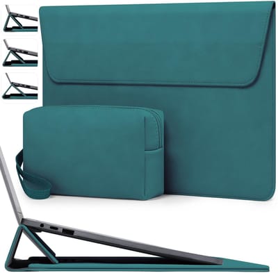 Dailygoods - HYZUO 15 Inch Laptophoes Laptopsleeve met Verstelbare Standaard voor MacBook Air 15 M5 A3448 M4 A3241 M3 A3114 M2 A2941 2026-2023, MacBook Pro 15, 15" Surface Laptop 7/6/5/4, Donkergroen