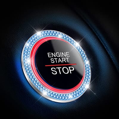 Solidchoice- Start Stop Knoopring - 2 Stuks - Universele Decoratie Ring - Auto Interieur - Hoogwaardig Zink - Waterdicht en Duurzaam - Knopdecoratie