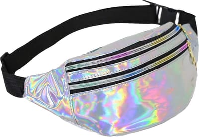 Stijlvolle Glanzende Heuptas voor Dames en Heren met Drie Ritsen en Verstelbare Band in Metallic Kleuren