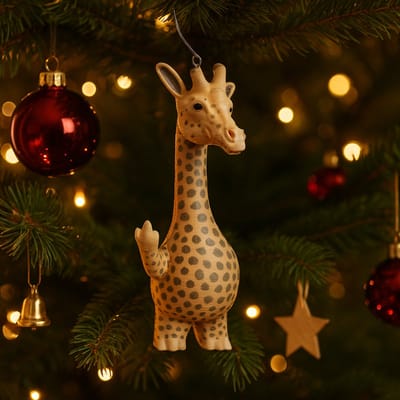 AnimalsAttitude – Kleine Giraffe Kersthanger met Middelvinger – 3D-geprint PLA Beeldje – Humoristische Kerst Decoratie