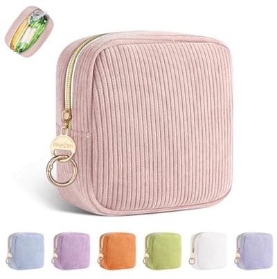 Stylische opbergtas voor maandverband en menstruatieproducten - lichtroze organizer voor meisjes