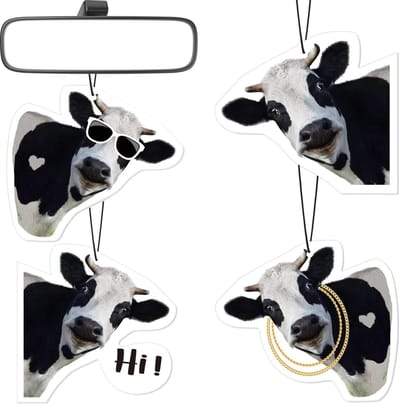 Koe Luchtverfrisser - Grappige Auto Decoratie - Frisse Auto Geur - Set van Acht Stuks