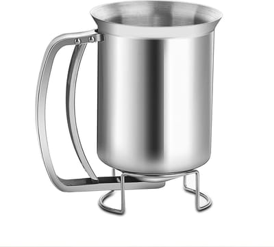 Beslag Dispenser Fles - Pannenkoeken Schenker Trechter - Beslag Doseren - Hittebestendig Roestvrij Staal - 15.5 cm Hoog - Zilver