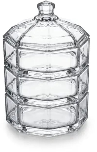 Deli Glass suikerpot Dazzling DSTG1059-4/L3 sprankelend glas met deksel 3-delig