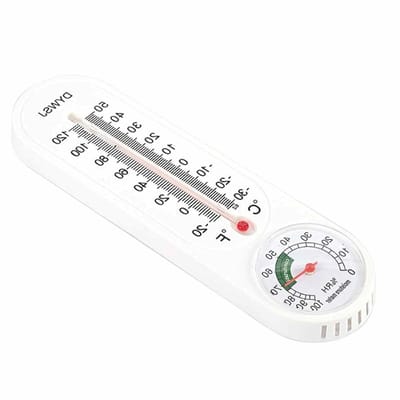 Kasthermometer - Kamerthermometer Binnen - Temperatuur Meten - Mechanisch Design - 26.3 x 9.1 x 2.3 cm - Zwart