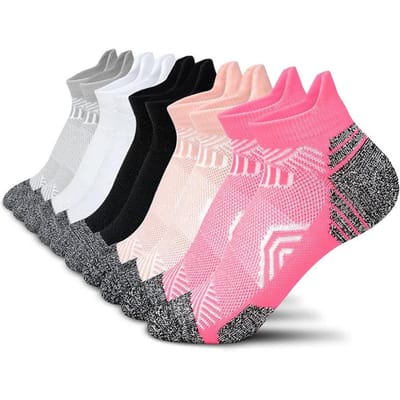 5 paar sport enkelsokken damessokken atletische hardloopsokken met compressie voor dames gezellige lage prestaties zachte sokken met lipje EU-36-40 US 7-11 black
