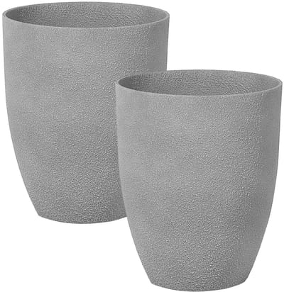CROTON - Bloempot set van 2 - Lichtgrijs - 35 cm - Stenenmix