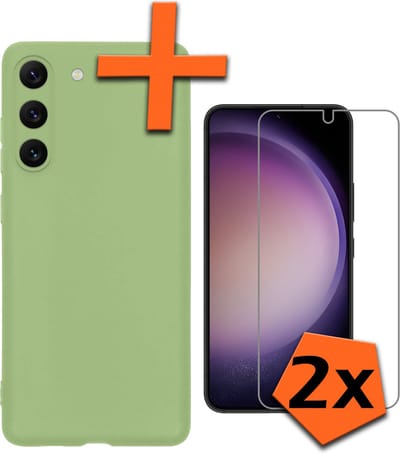 Hoes - Met 2x Screenprotector - Geschikt voor Samsung Galaxy S23 - Sterk & Shockproof - Back Cover - Siliconen Case - Telefoon Hoes - Groen
