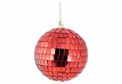 Kerstbal Disco Rood D8cm Kunststof