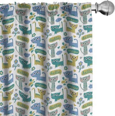 ABAKUHAUS Katten Voorhangen – 2x75x225 cm – Mikrofaser – Meerkleurig