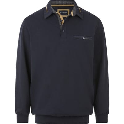 Babista herren Poloshirt Met Lange Mouwen - 48/50 - donkerblauw - Plus Size