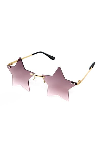 KIMU® Sterren Zonnebril - Goud Montuur - Zwart Roze Gradient Ster Glazen - Gouden Sterretjes Bril Fout Festival