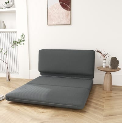 OKWISH Slaapbank 138 cm - 3-in-1 Opvouwbaar Bodensofa Met Relax- En Slaapfunctie - Voor Woonkamer Of Logeerkamer - Polyester - Donkergrijs