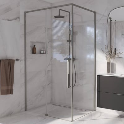 Saqu Syra douchecabine met schuifdeur incl. antikalk 110x80cm geborsteld grijs