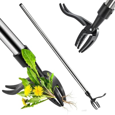 SnelShoppen - Lange Steel Onkruidtrekker, Handmatige Onkruidtrekker met 4-Pootjes Hoofd, Ergonomische Tuinhark voor Diepe Wortelverwijdering, Ideaal v