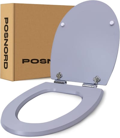 Lichtgrijze WC-bril met Softclose, MDF Toiletzitting met Universele Montage