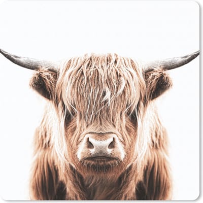 Muismat 20x20 cm - Mousepad Dieren - Schotse Hooglander - Koe - Muismatten