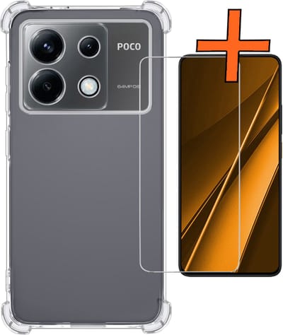 Hoes - Met Screenprotector - Geschikt voor Xiaomi Poco X6 5G - Sterk & Shockproof - Siliconen Case - Back Cover - Telefoon Hoes - Shock Proof - Transparant
