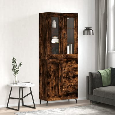 vidaXL - Hoge - kast - 69,5x34x180 - cm - bewerkt - hout - gerookt - eikenkleurig