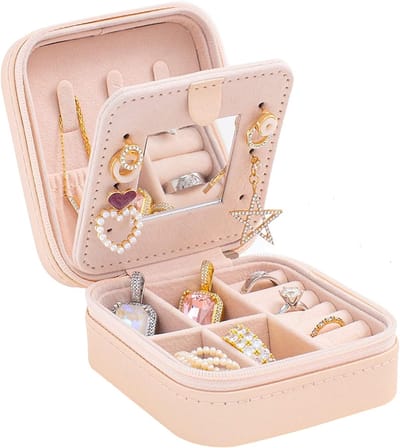 BOTC Sieradendoos - Sieraden Organiser met Spiegel - Cadeau voor Vrouwen en Meisjes - Roze