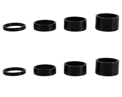 Dailygoods - Fietshoofdlagerafstandshouder - Set van 8 Stuks - Aluminium Legering - Zwart - Draadloze Fietsstuurpenafstandshouders - Geschikt voor BMX...