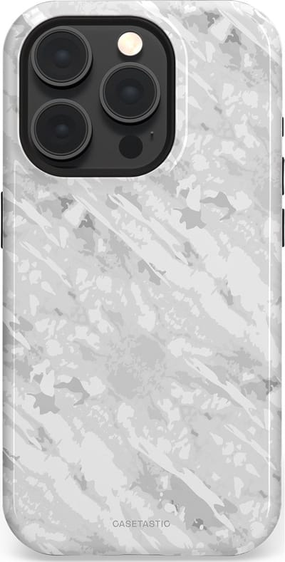 Casetastic hoesje geschikt voor Apple iPhone 15 Pro - MagSafe - Dubbellaagse bescherming - Winterse Camouflage - Fashion Case - Lichtgrijs Wit