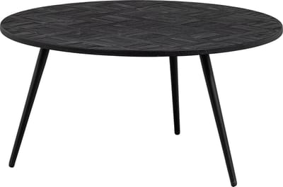 WOOOD Leo Bijzettafel - Teak/Ijzer - Zwart - 38x74x74