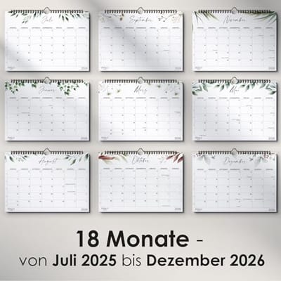 Wandkalender 2026 A4 Jaarplanner Maandplanner Familiekalender voor School en Kantoor